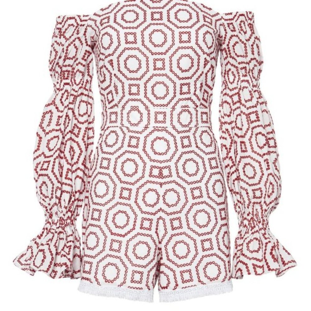 Alexis Red and White Geometric Jumpsuit